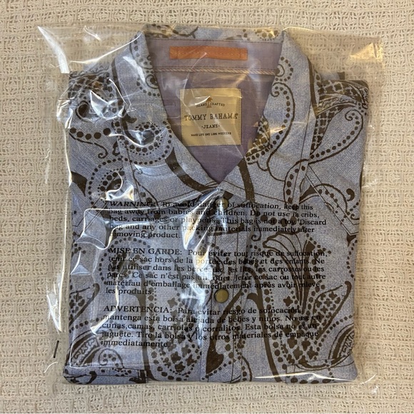 Tommy Bahama Jeans floral paisley w/ 2 button flap pockets sz L blue brown - Picture 13 of 13